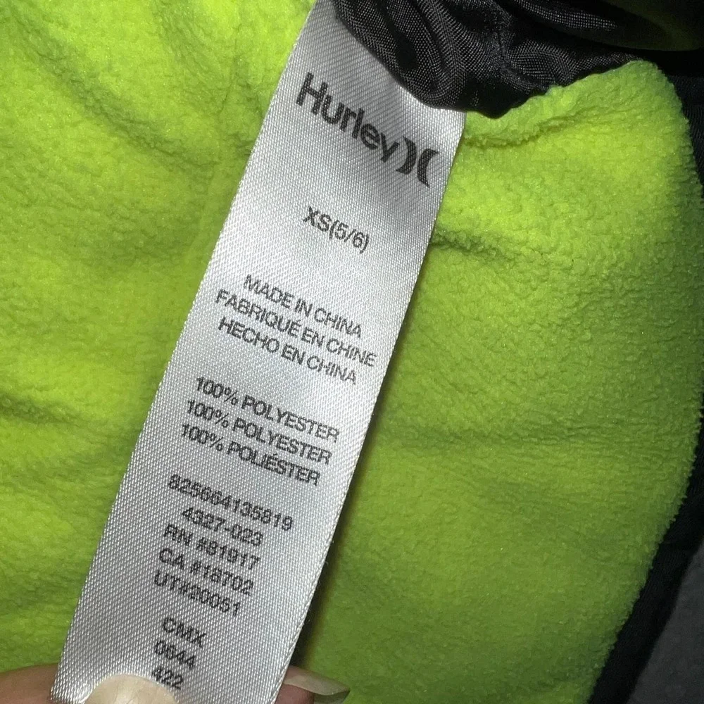 Hurley Snowboard Jacket Youth XS (5/6) Black Fleece Lined‎ Hooded Insulated Coat